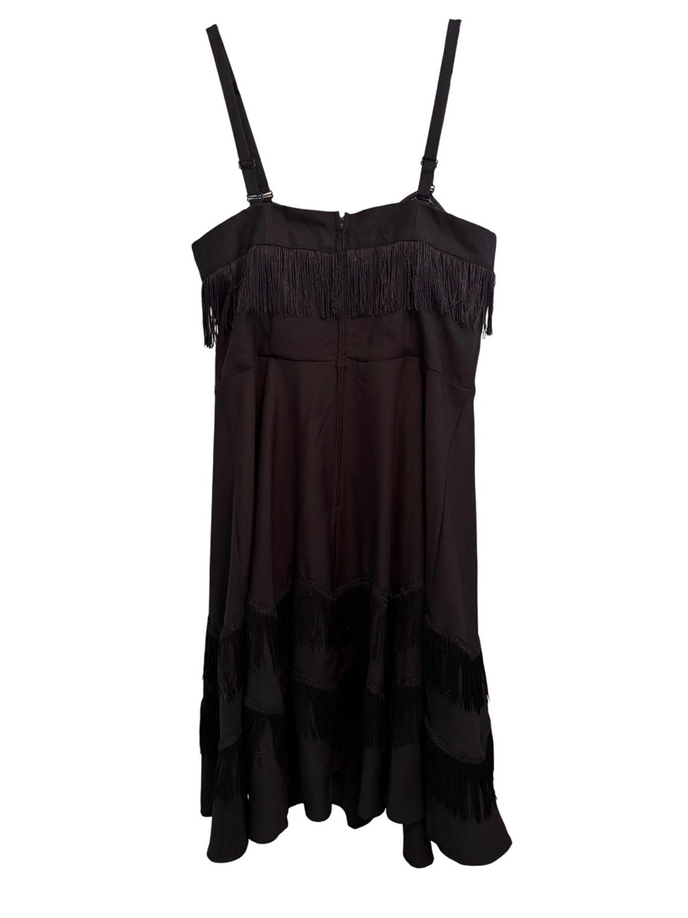 NEW Unique Vintage Black Fringe Girlie Swing Midi Dress Western Plus 1X - Picture 4 of 10